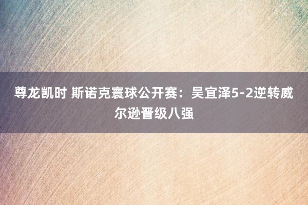 尊龙凯时 斯诺克寰球公开赛：吴宜泽5-2逆转威尔逊晋级八强